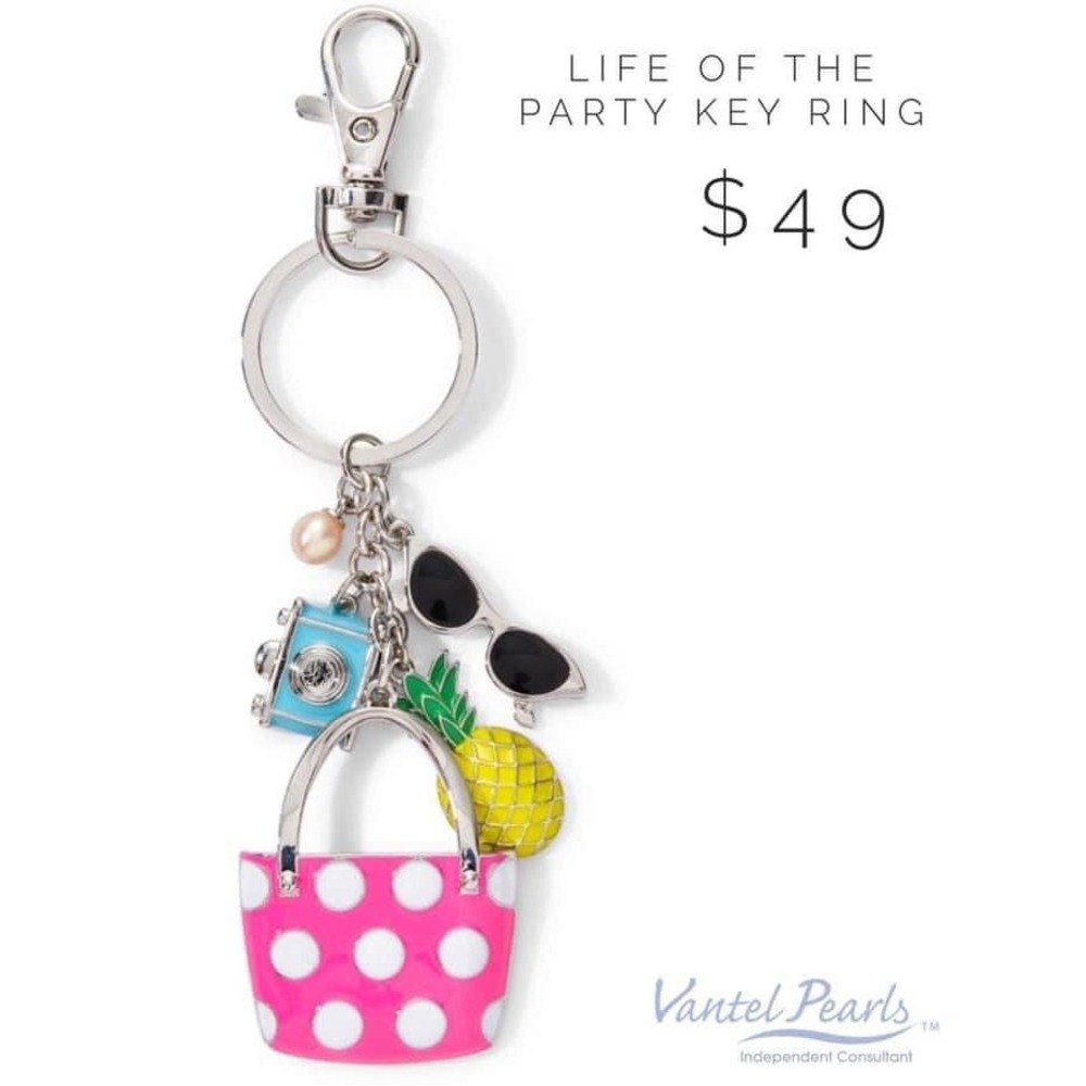 Vantel Life of the Party Keychain - White 7 - NEW